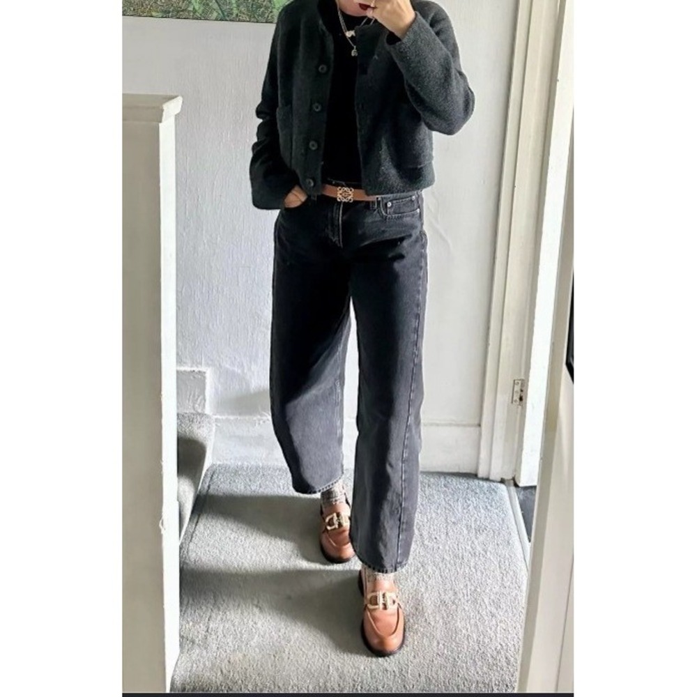 Abercrombie & Fitch The Barrel Jean Mid Rise Black Wash 30 Short